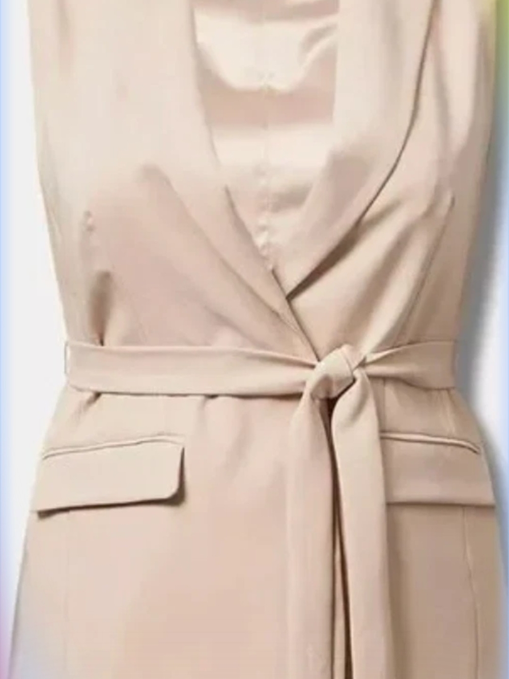 torrid Neutral Tie-Waist Sleeveless Vest in Beige